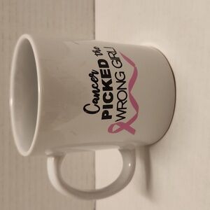 NWT CANCER Mug PICKED THE WRONG GIRL breast cancer awareness coffee Cup